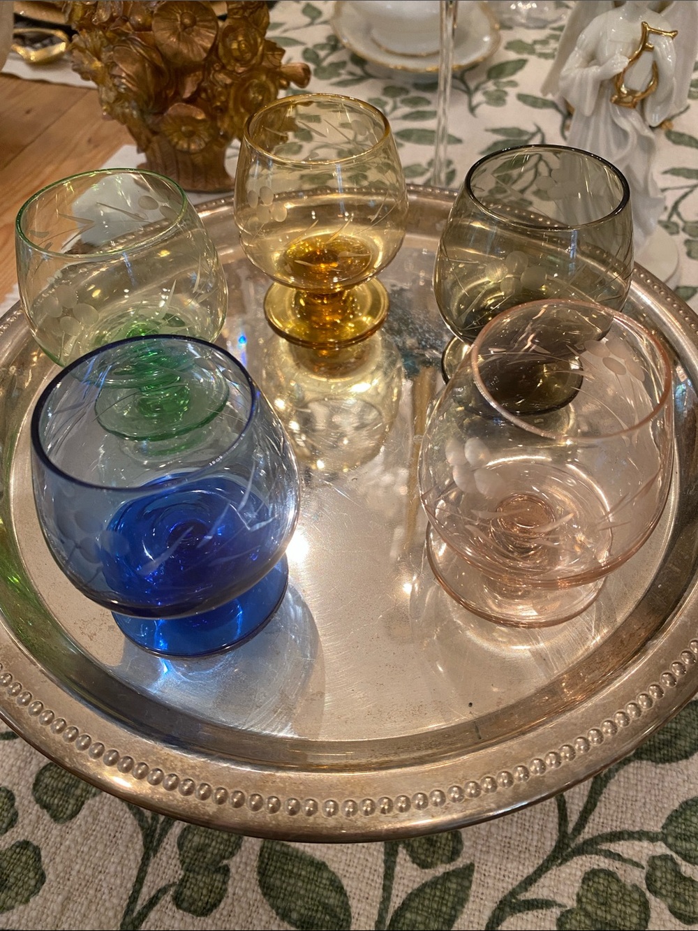 Codrial Glass Liquid Shot Glasses Set - Blue, Green, Gold, Pink, Gray